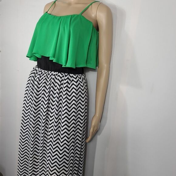 Sugar Lips Green Chevron Maxi Summer Dress - Picture 4 of 9